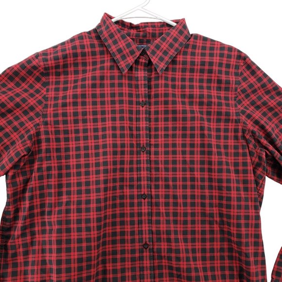 Chaps Shirt Men's Long Sleeve Casual Button Up Plaid Collared Red Extra Large - Picture 6 of 8